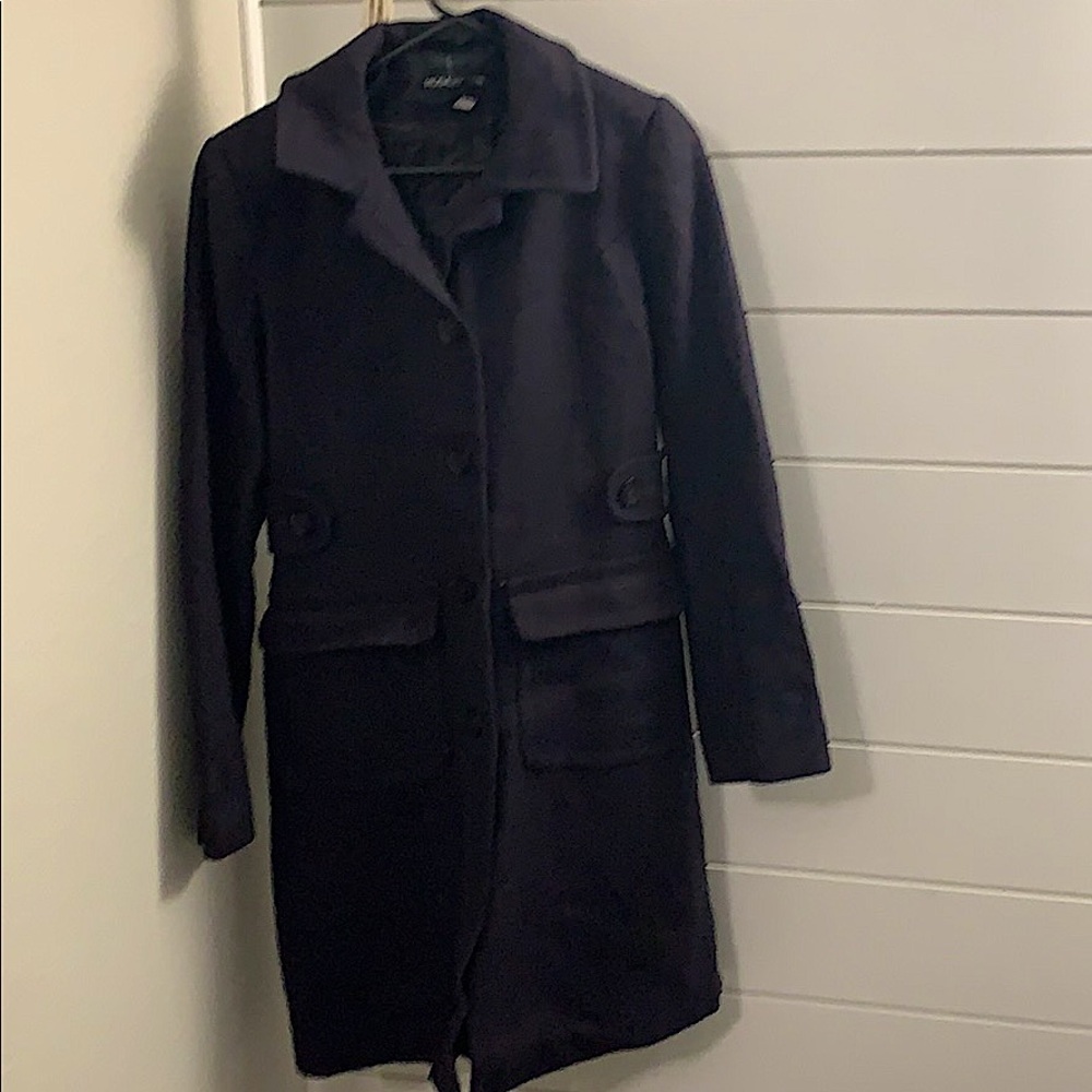 Deep plum long pea coat